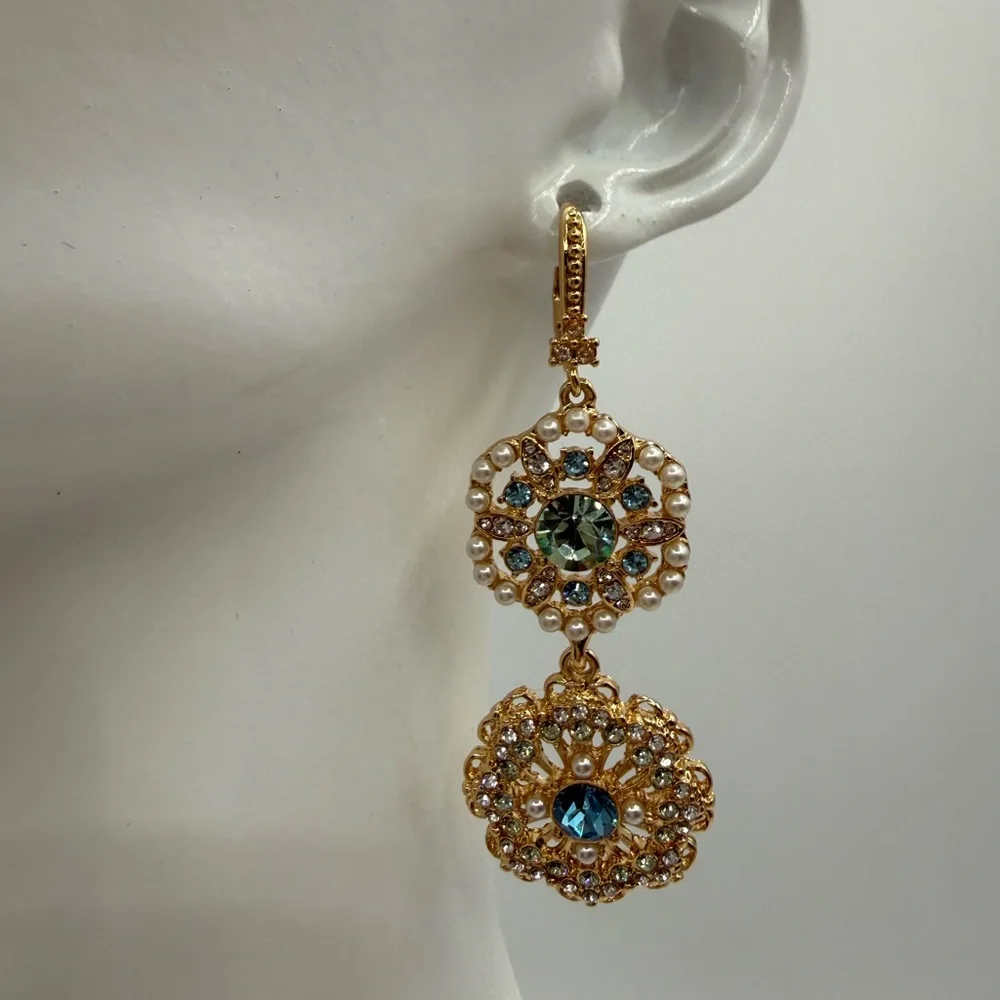 Marchesa Gold-Tone Crystal & Pearl Drop Earrings - Picture 16 of 16